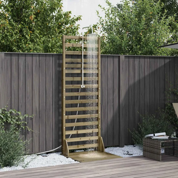 vidaXL Gartendusche 225 cm Imprägniertes Kiefernholz und Edelstahl 886351