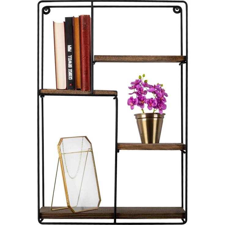 Wandregal, 'CM-006-SRK', 60 x 15 x 40, Schwarz, Nussbaum – Bild 5