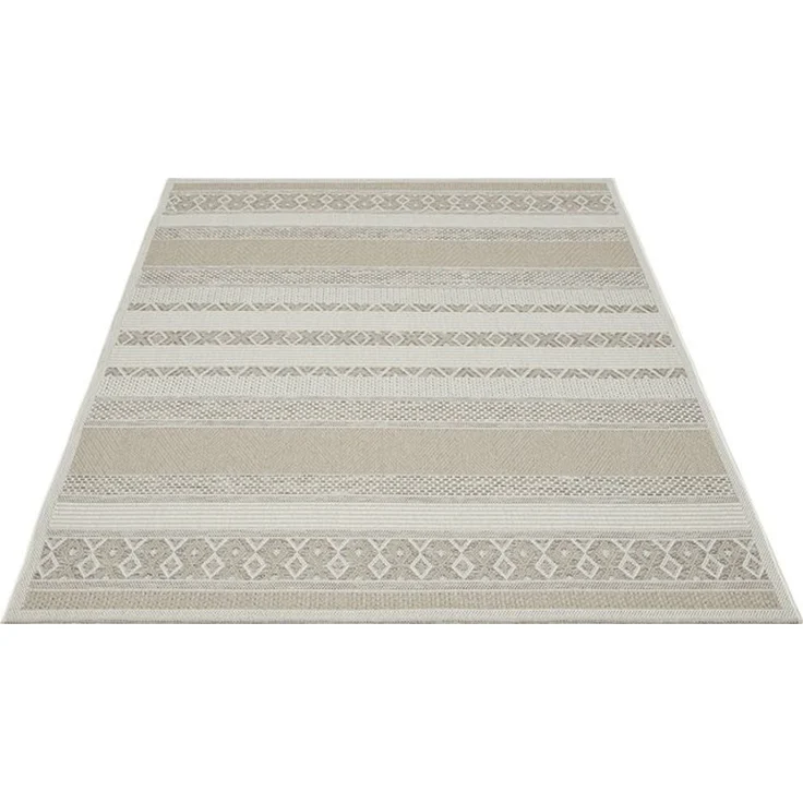 the carpet Calgary - robuster Teppich, Flachgewebe, modernes Design, ideal für Küche und Esszimmer, Vintage-Optik, Boho-Style, besonders flach, auch für den Außenbereich, Beige, 160x220 cm – Bild 4