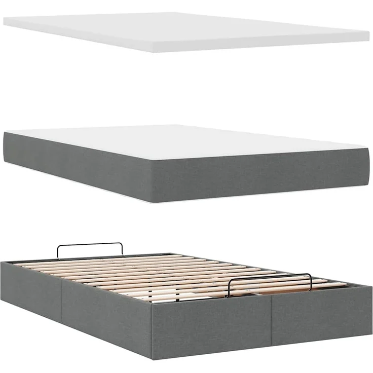 vidaXL Ottoman-Bett mit Matratze Dunkelgrau 120x200 cm Stoff 3311450 – Bild 6