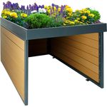 XL Mähroboter-Garage mit Pflanzkasten HWC-L45, Dach Unterstand für Rasenmäher, WPC Metall 47x70x94cm ~ Eiche-Optik