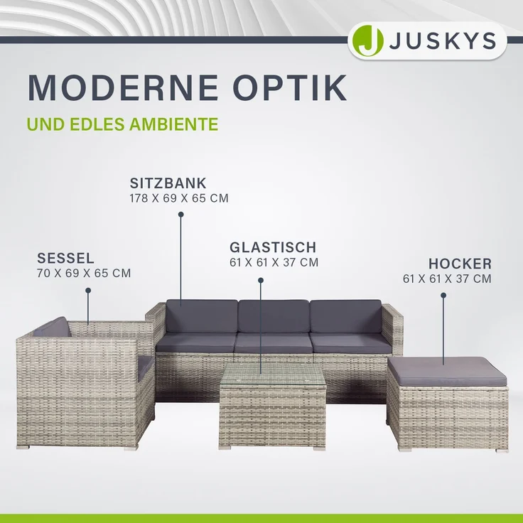 Juskys 'Punta Cana' Lounge, Polyrattan , Grau | Dunkelgrau, L – Bild 6