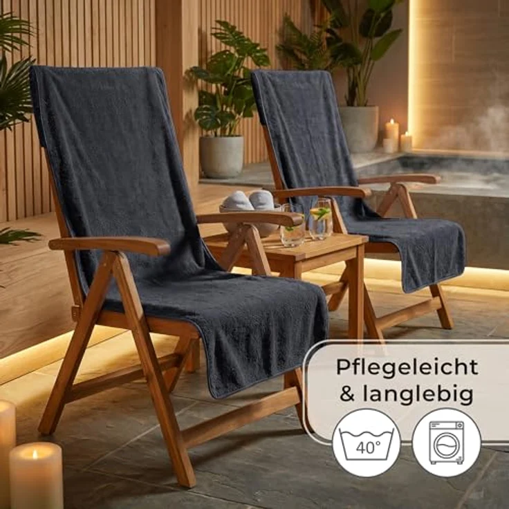 Laynenburg Handtuch Frottee Schonbezug Gartenstuhl, Baumwolle (1-St), Handtuch-Bezug Hochlehner - Stuhl-Bezug mit Umschlag für Campingstuhl – Bild 7