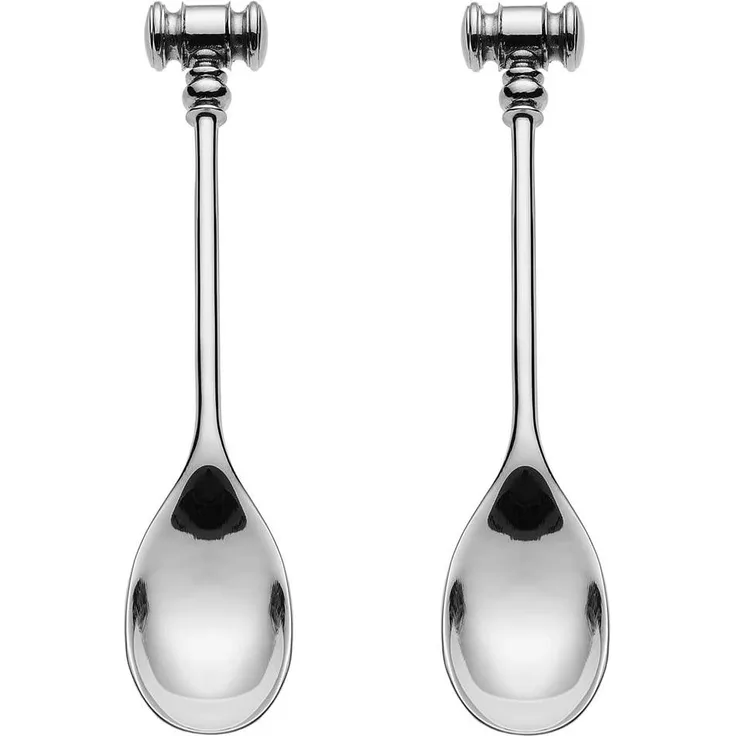 Alessi Dressed-2 Eierlöffel im Geschenk Set, Gusseisen, Edelstahl, 2 TLG, 2-Einheiten
