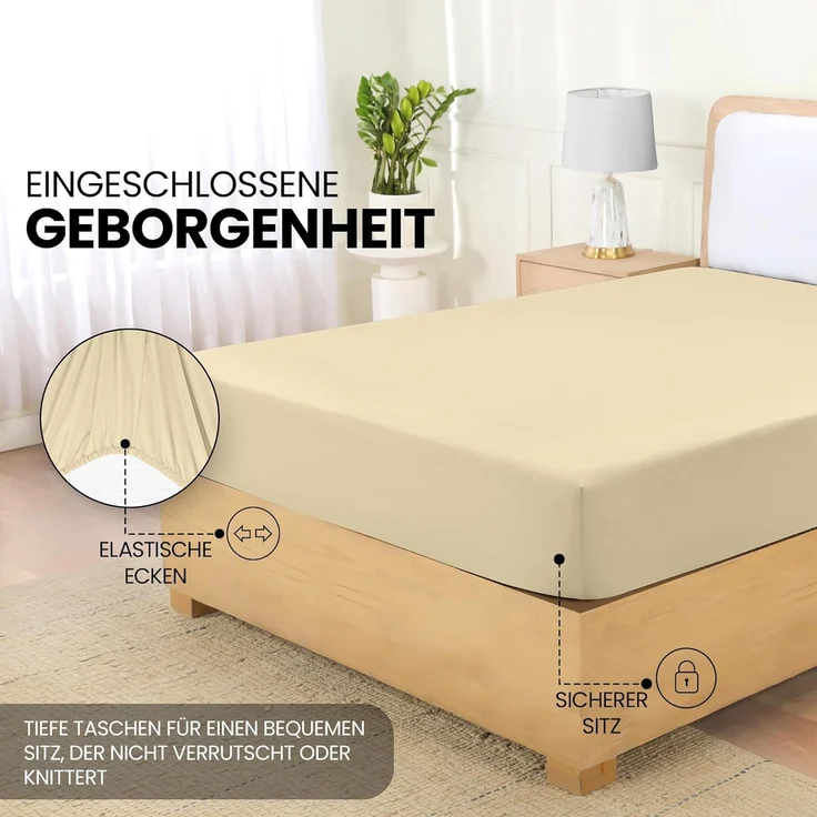 Utopia Bedding - Spannbettlaken 90x190 cm - Beige - Oeko-Tex Zertifiziertes Gebürstete Polyester-Mikrofaser Spannbetttuch - 35 cm Tiefe Tasche – Bild 4