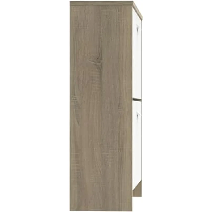 Muebles Pitarch | Schmaler Eingangsschuhkipper mit 2 Türen, Weiß und Eiche Cambrian, 12 Paar Schuhe, 82 x 74 x 25 cm, Tibet Kollektion – Bild 6