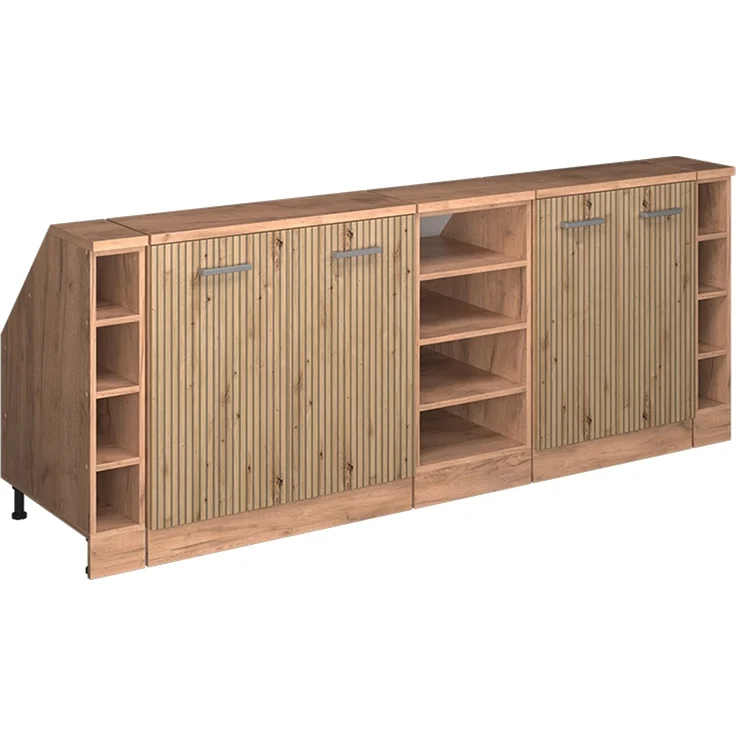 Küchenschrank für Dachschrägen R-Line Artisan-Eiche 210 cm 5er Set Schrankkorpuss 60 cm Tiefe Vicco – Bild 1