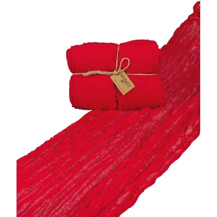 Halbach Seidenbänder Tischläufer | Breite: 70 cm Länge: 3 m | waschbarer Tischläufer für Hochzeiten, Geburtstage oder Tischdeko | schmale Tischdecke in Baumwoll-Optik | Farbe: rot