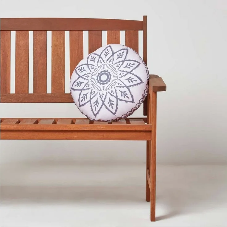 Homescapes Dekokissen Gartenkissen Henna – 2er-Set Runde Outdoor Kissen Mandala 40 cm