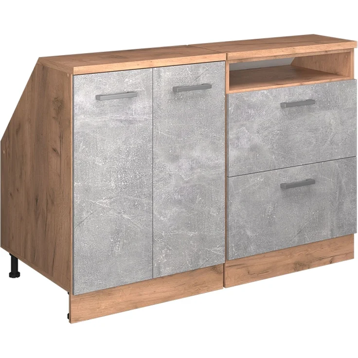 Küchenschrank für Dachschrägen R-Line Beton 120 cm 2er Set Schrankkorpuss 60 cm Tiefe Vicco – Bild 1