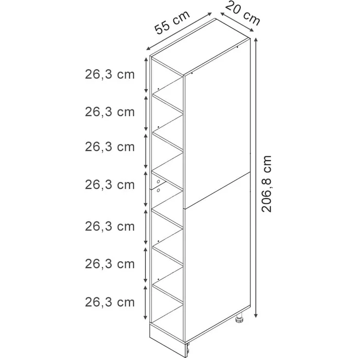 Vicco Küchenregal R-Line, Weiß/Weiß 20 cm | mit 7 Fächern – Bild 3