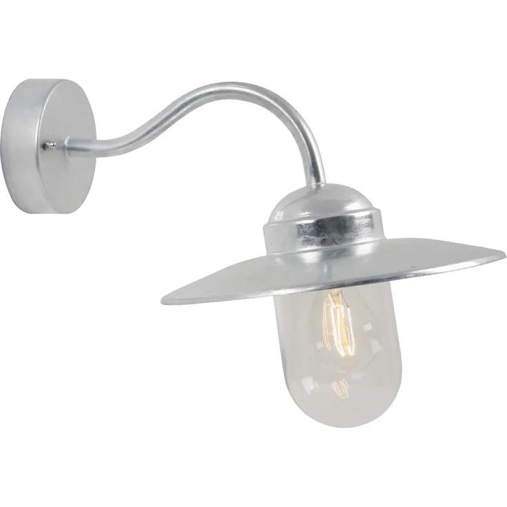 Luxembourg Wandanbauleuchte, 60W, verzinkt, Betriebsgerät nicht erforderlich, Glas klar, IP54, Allgebrauchslampe, E27