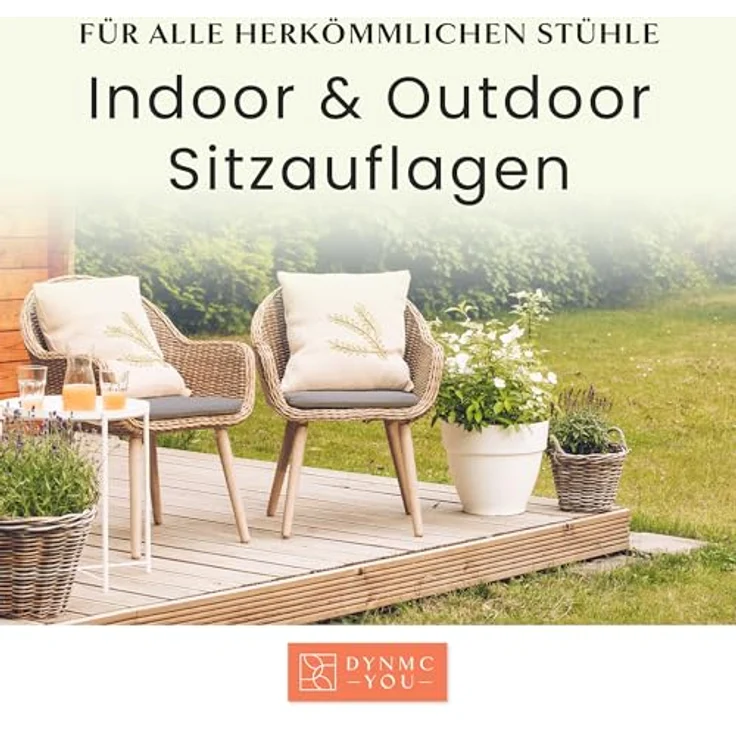 DYNMC you Sitzkissen Stuhlkissen 40x40 - Eckig Set Mittelhart, Sitzkissen Bank Memory Schaumstoff - Sitzpolster Stuhl – Bild 5