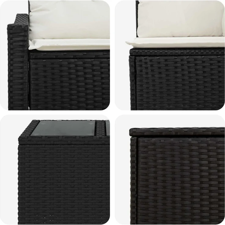 vidaXL Sofa Set 8 stk. Schwarz und Cremeweiß Polyrattan und Stahl 3448207 – Bild 8