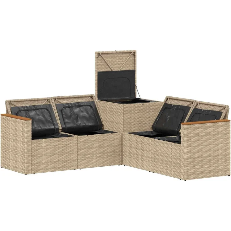 vidaXL Sofa Set 5 stk. Beige und Hellgrau Polyrattan und Stahl 3447941 – Bild 6