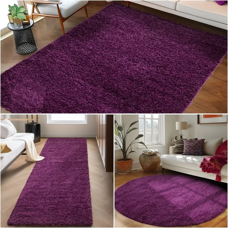 Carpettex Hochflor-Teppich Unicolor - Einfarbig, Rund, Höhe: 30 mm, Einfarbig Shaggy Teppich Wohnzimmer Langflor versch. farben und größen – Bild 2