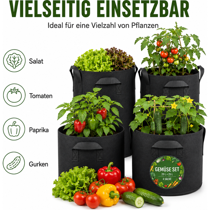 Pflanzsäcke Set Schwarz – Bild 6