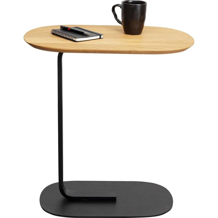 Kare Design Beistelltisch Tassilo, Schwarz, C-Form für Laptop, Mobiler Kaffeetisch, Couchtisch, Wohnzimmertisch, Rechteckig, Skandi Style, Massivholz Tischplatte, Stahl Fuß, 56 x 58,5 x 34 cm (H/B/T) – Bild 5