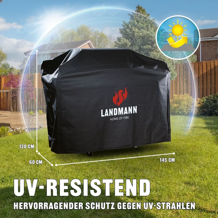 LANDMANN 'Premium' Wetterschutzhaube, Polyester schwarz, 145 x 60 x 120 cm – Bild 3