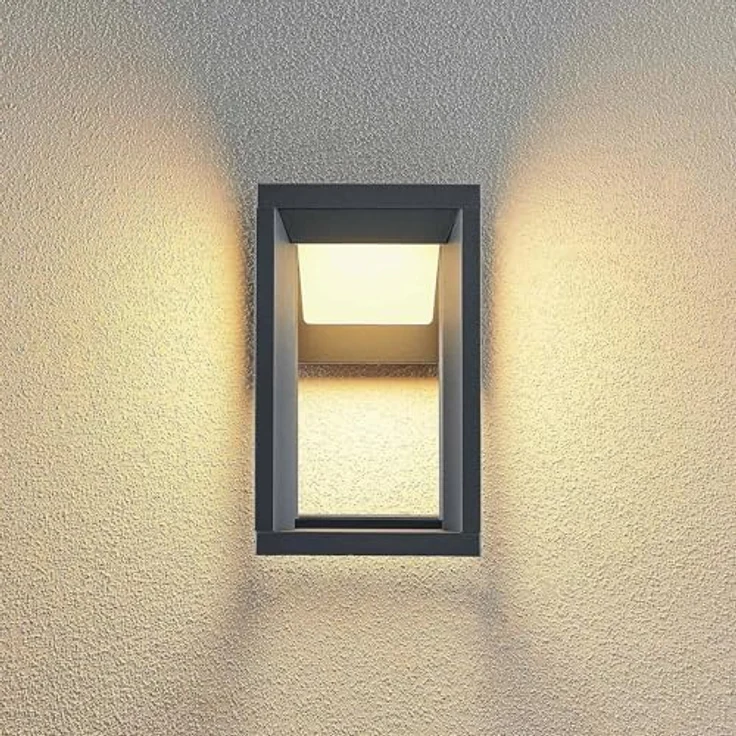 PRIOS LED Wandleuchte Gamion, spritzwassergeschützt, modern, Aluminium, 1-flammig, IP54, für Außenwand/Hauswand – Bild 4