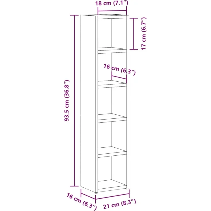 vidaXL CD-Regale 2 Stk. Artisan-Eiche 21x16x93,5 cm Holzwerkstoff 855839 – Bild 9