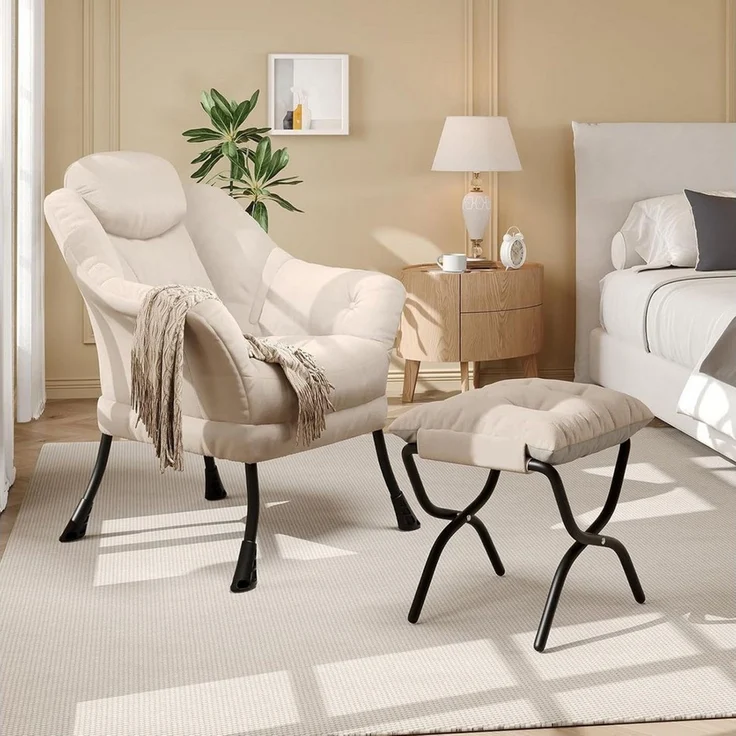 GarveeMore Ohrensessel mit klappbarem FußHocker,bequeme Lounge-Sessel, Relaxsessel für kleine Wohnungen,Wohnzimmer und Schlafzimmer – Bild 1