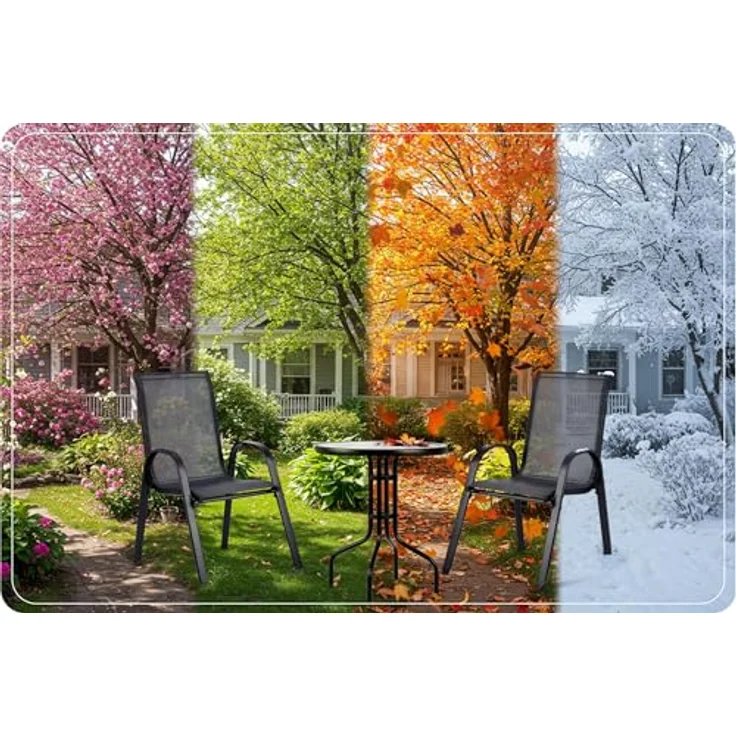 Sofotel Gartenmöbel Set 3 Stück Gartentisch 2 Gartenstühle Metall Schwarz – Bild 8
