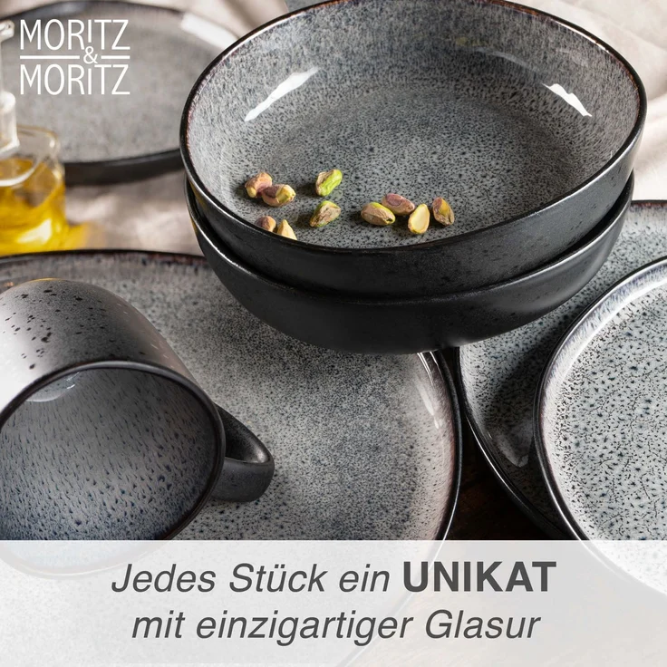 Moritz & Moritz ORGANIC 18 tlg. reaktiv grau Geschirrset – Bild 6