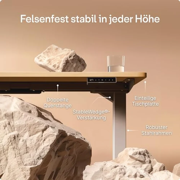 Höhenverstellbarer Schreibtisch - Höhenverstellbar Elektrisch mit Flüsterleisem Dual-Motor & Touchscreen - Hohe Tragfähigkeit - Stehtisch von Desktronic, Grau + Eiche, 160x80 cm – Bild 5