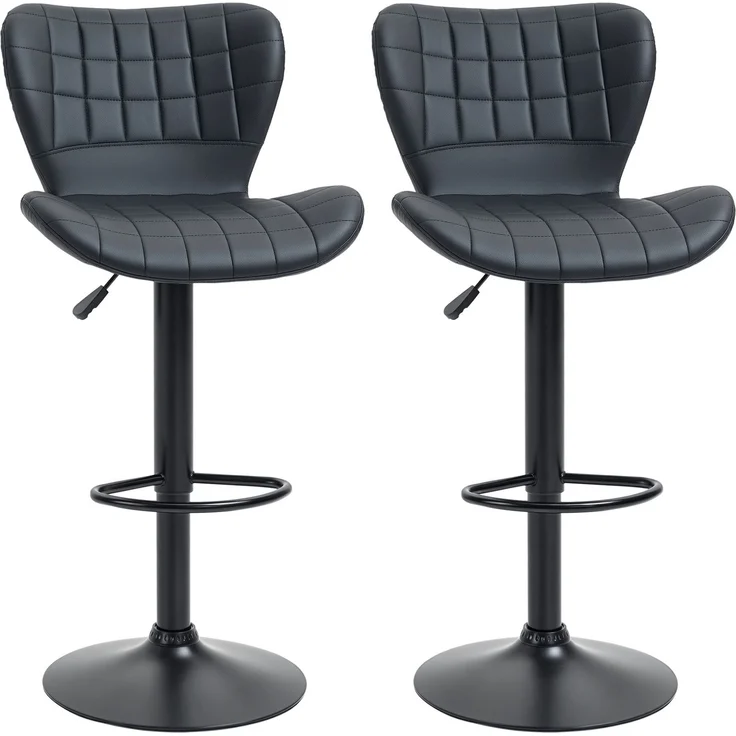 2er-Set Barhocker Retrodesign 47 cm x 51,5 cm x 89–109 cm Schwarz--Schwarz--109x51.5x47cm--YOUDENOVA – Bild 1