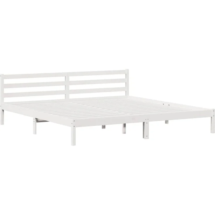 vidaXL Bettrahmen Weiß 215,5 x 205,5 x 69,5 cm Massivholz Kiefer 869773 – Bild 2