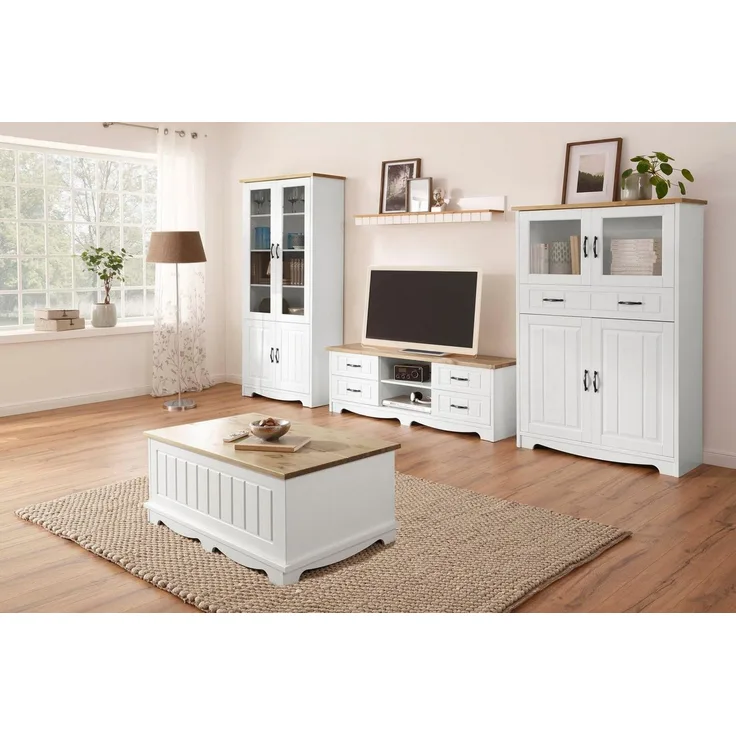 OTTO home Wohnwand Trinidad, (Set, 4-St), Set aus 1 Vitrine, 1 Lowboard, 1 Highboard, 1 Wandboard