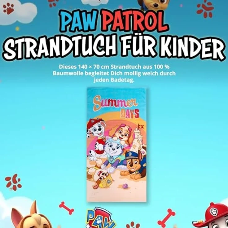 United Labels® Strandtücher Paw Patrol - Summer Days - Badetuch, 140 x 70 cm – Bild 2