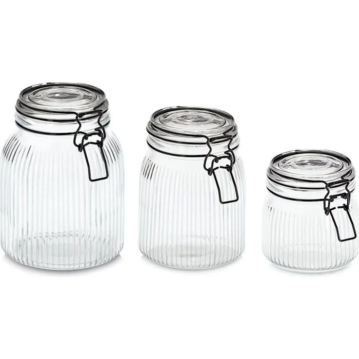 ZELLER 19665 Vorratsglas 1000 ml mit schwarzem Bügelverschluss, Glas/Metall, ca. Ø 11,3 x 15,3 cm – Bild 4