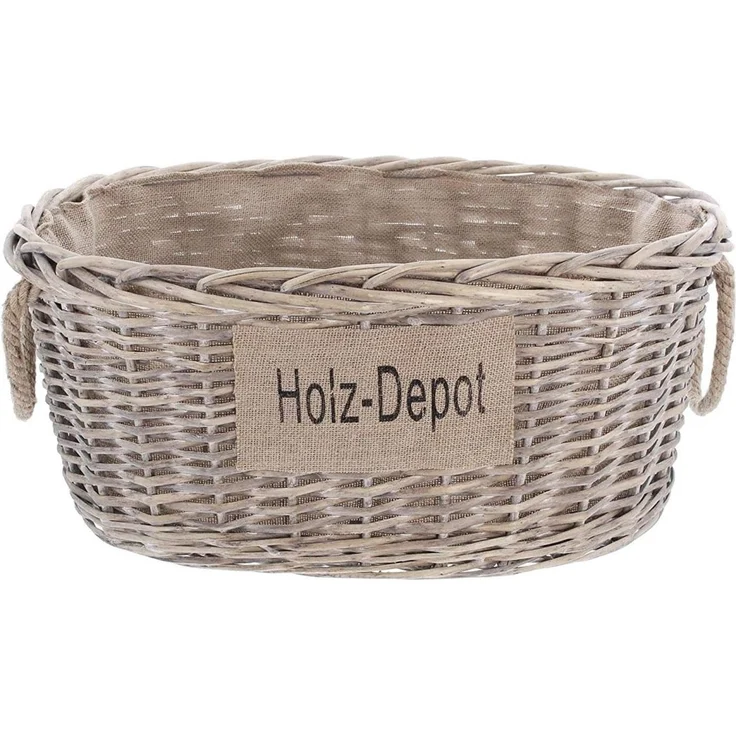 Dekoleidenschaft Kaminholzkorb aus Weide im Shabby Look, Feuerholzkorb, Weidenkorb, Brennholzkorb, großer Aufbewahrungskorb, Flechtkorb, Spielzeugkorb, Ordnungskorb – Bild 4