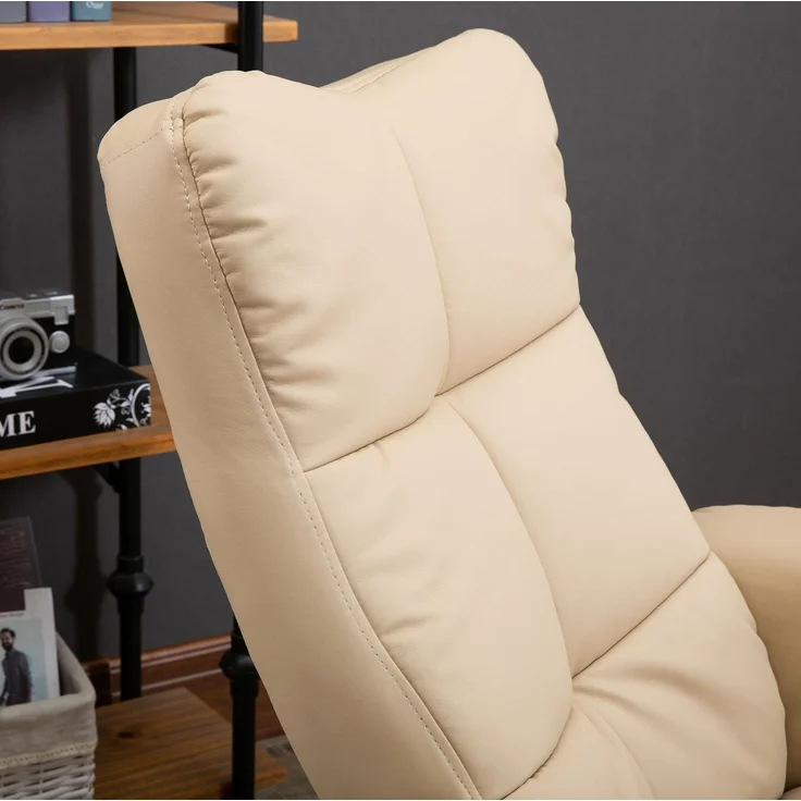 DESVIAE Sessel mit Massagefunktion und Fußhocker 80x99x86 cm Polyester Cremeweiß – Bild 6