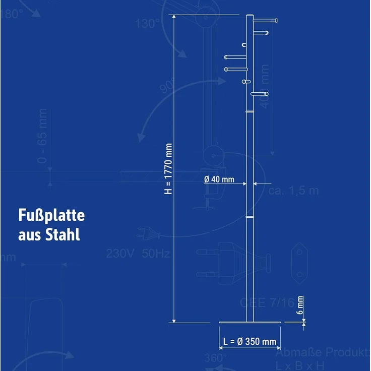 Maul Garderobenständer Maulcalima 7 Kleiderstangen 177cm hellsilber – Bild 5