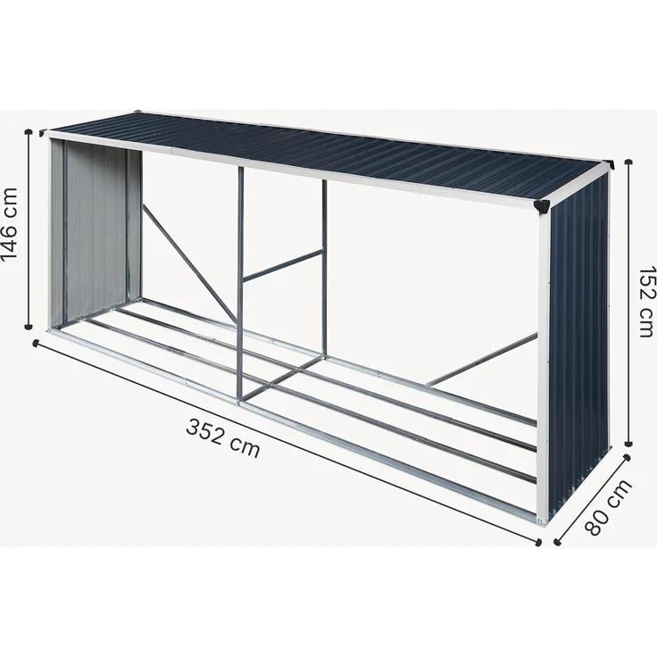 Feuerholzregal Kalmar 352x80x152cm aus Stahl Anthrazit [casa. pro] – Bild 5