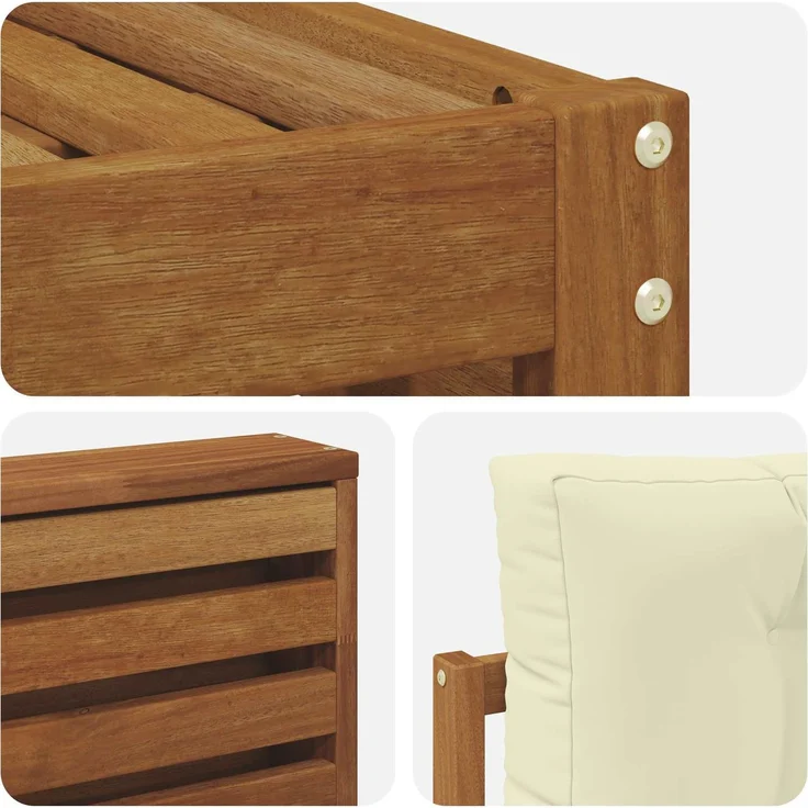 vidaXL Outdoor-Sofagarnitur 4 stk. 3-Sitzer Natur und Creme 3373265 – Bild 5