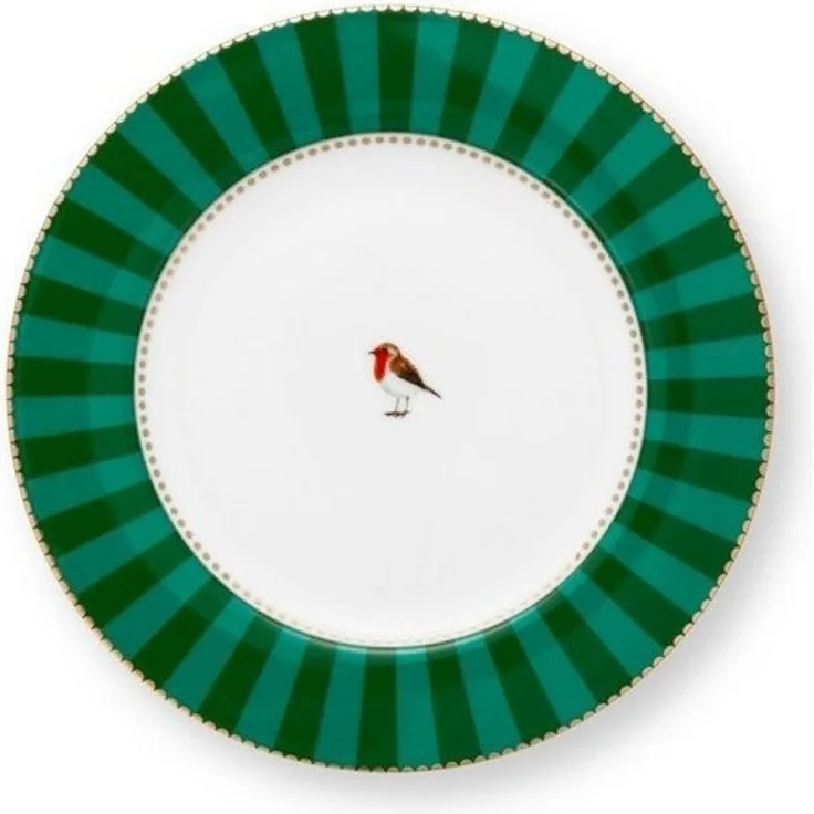 Pip Studio Dessertteller Love Birds Stripes Emerald Grün (17cm) 51.001.463