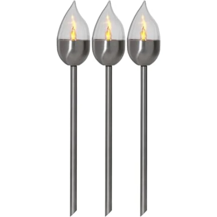 Star LED-Solar-Fackel"Olympus", Edelstahl, 3er Set, Silber – Bild 1