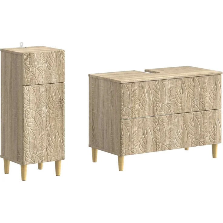 vidaXL 2-teiliges Badezimmer Schrank Set DELFT Sonoma-Eiche 3417704 – Bild 2