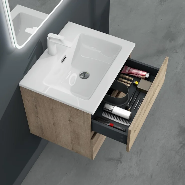 Mai & Mai Badmöbel-Set Waschtisch mit Unterschrank Waschbecken weiß Mineralguss Aqualis – Bild 6