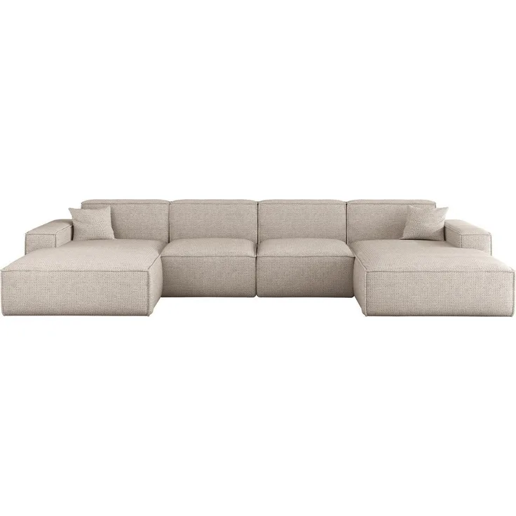 Wohnlandschaft Sofa U-Form CELES PREMIUM in Stoff Artico Creme