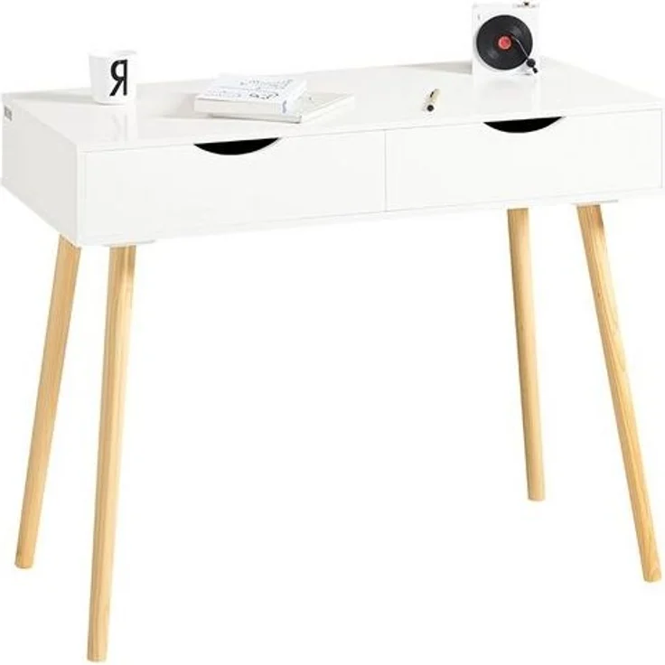 SoBuy Schreibtisch FWT40, Tisch, Eckschreibtisch, platzsparender Bürotisch, Schminktisch, mit 2 Schubladen Tisch Computertisch Kinderschreibtisch Bürotisch – Bild 4