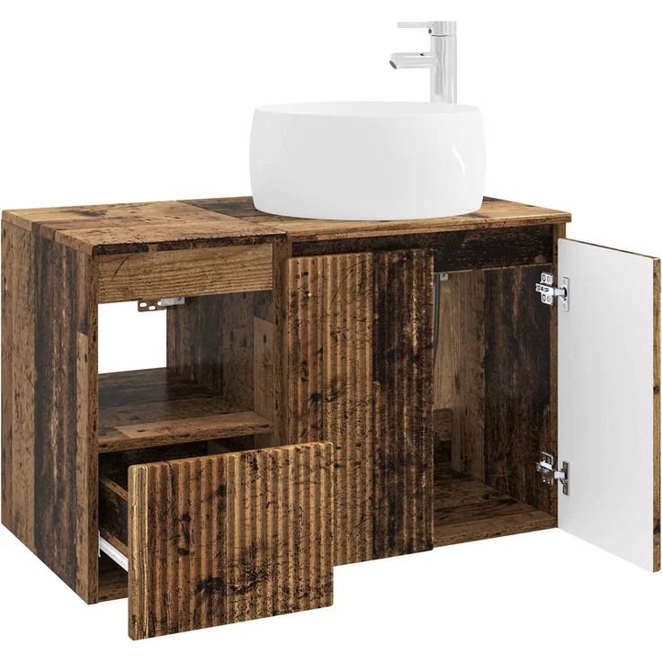 vidaXL Badezimmerschrank-Set 2 stk. Altholz 79,5 x 44,5 x 80 cm 3404102 – Bild 4