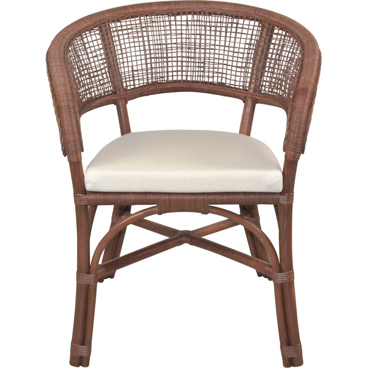 Schöner Rattansessel, Rattanstuhl handgeflochten, braun, inklusive Sitzkissen – Bild 2