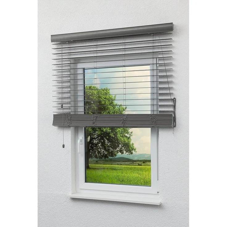 Qualitätsjalousie Holzoptik 50mm in Schiefergrau in den Maßen (B x H) 120cm * 175cm – Bild 4