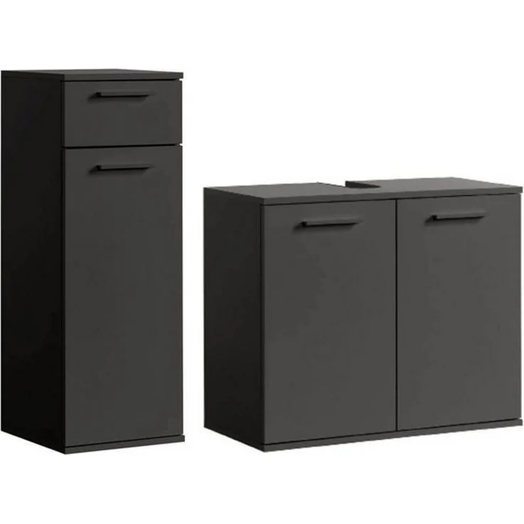 mokebo Badmöbel-Set Der Steuermann, (2-teilig), Unterschrank & Beistellschrank fürs Bad in Schwarz – Bild 1