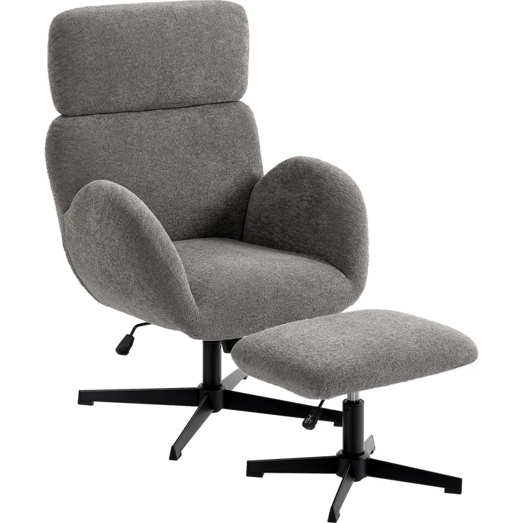MELAYR, Drehbarer Sessel mit Fußhocker, 71 x 70 x 108 cm, Grau – Bild 2